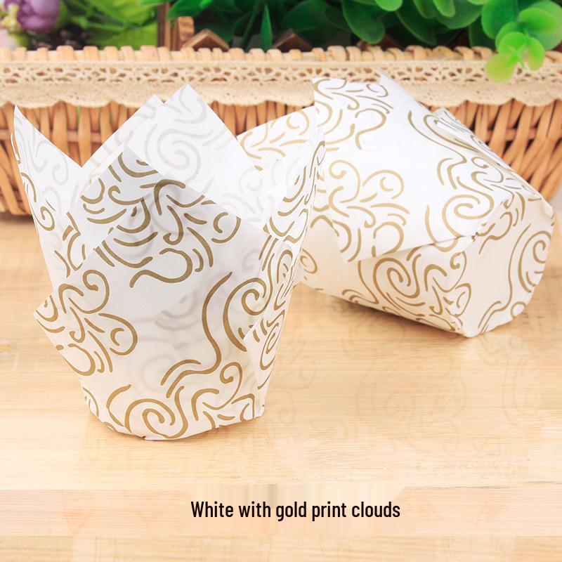 High-Temperature Resistant Solid Color Tulip Baking Cups - Oil-Proof Dessert Liners