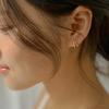 14k Post Dual Shine One-Touch Ring Earrings