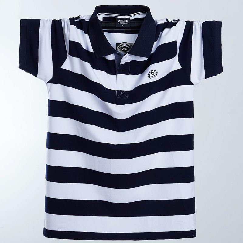 Men's 2025 Summer Striped Polo T-Shirt - Short Sleeve, Lapel, Loose Fit, Plus Size, Cotton