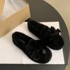 Fashion Fur Flats Women Winter Casual Boots Bow  Warm New Walking Shoes New Fashion Brand Short Plush Round Toe Female Cozy Simple