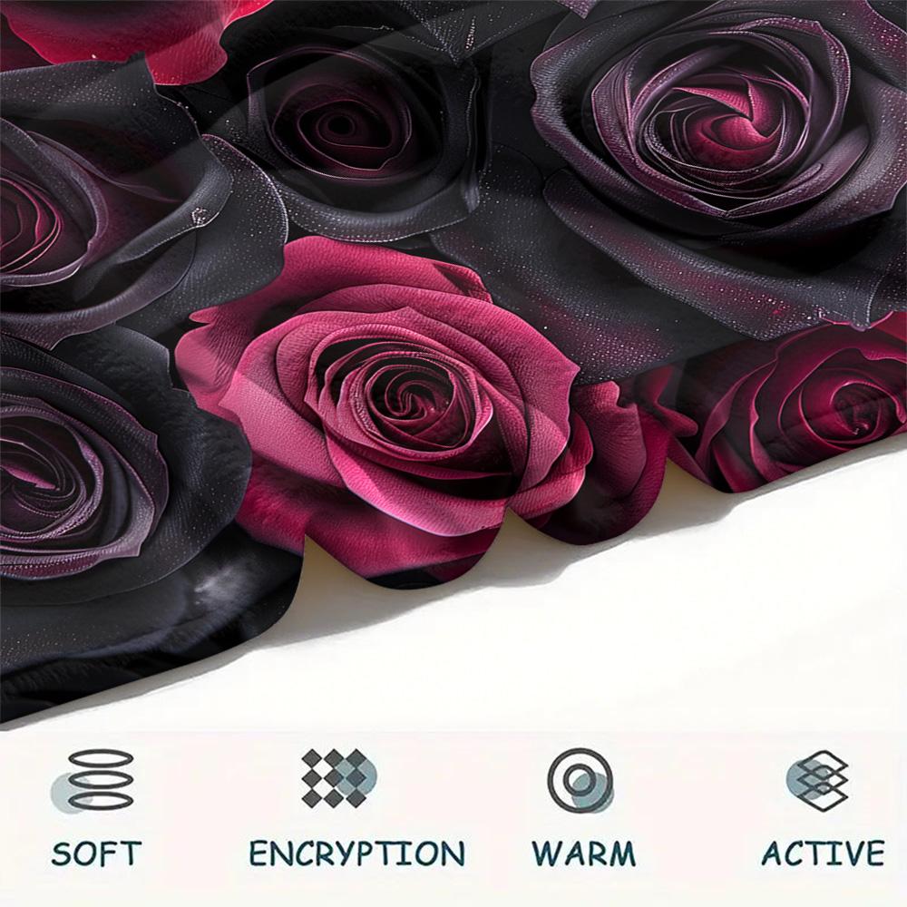 Rose Print Flannel Blanket, High quality Comfortable for All Seasons, Home Decor, Warmth and Comfort, Perfect for Christmas Gifts