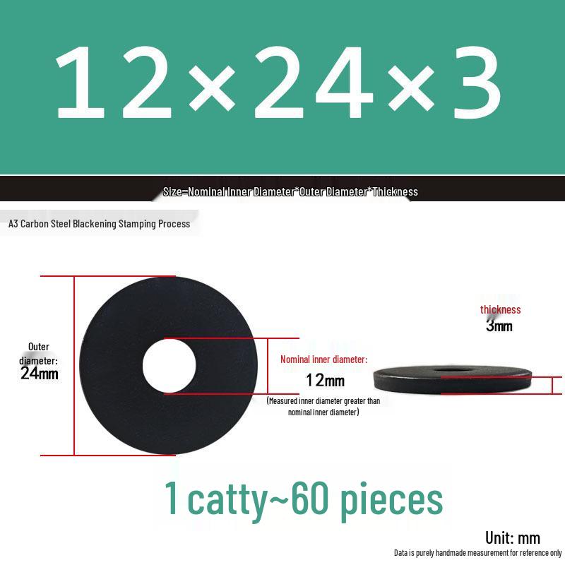 Thickened Black Flat Washer: Enhanced Round Metal Spacer for Home Use
