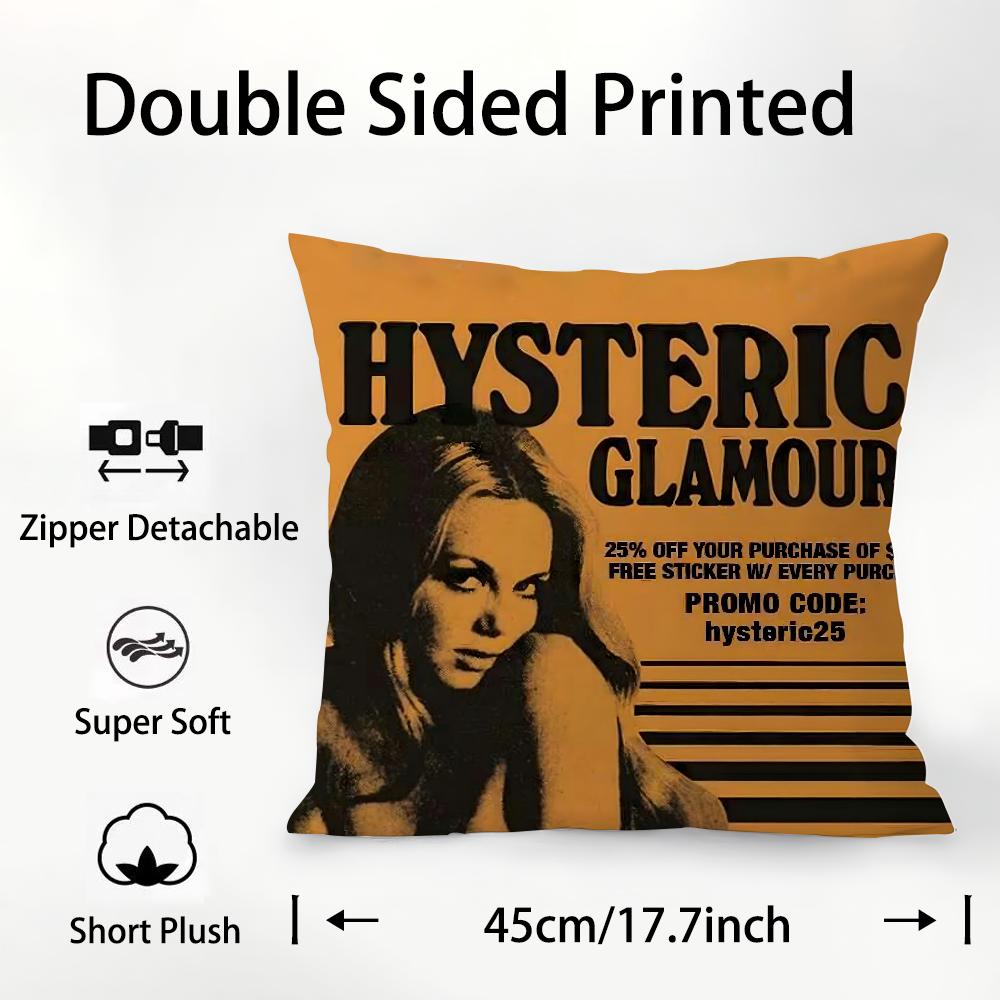 

H-HystericS G-Glamour Pillow Case Plush Fabric Soft Double Sided Print Sofa Cushion Cover Throw Pillow Covers 12x12Inch