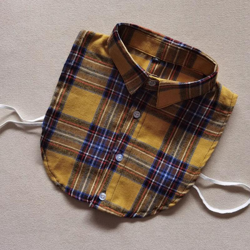 Plaid Women Shirt False Collars White  Removable Lapel Collars For Women Fake Collar Women Detachable Collars Nep Kraagie