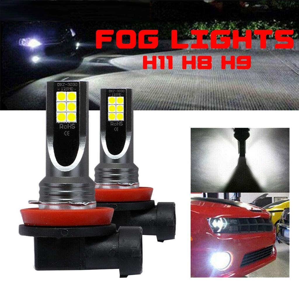 CRAKES 2 Stück Auto H11 H8 H9 COB 60W 6000K LED Scheinwerfer Nebelscheinwerfer Lampe Halogen Kit Klares Weißes Licht