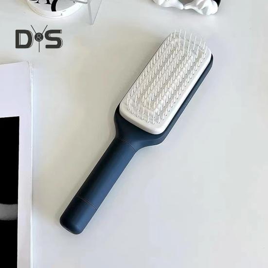 Velký masážní hřeben Jednoklíčový samočistící kartáč na vlasy s dlouhou rukojetí Antistatická masáž vlasové pokožky Hřeben na vlasy Ženy Kadeřnictví Výsuvný hřeben Domů