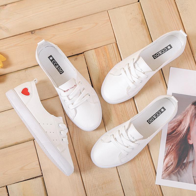 Little White Shoes Women's New Spring and Autumn Harajuku Ins Tide Love Student Breathable Flat Bottom Fashion Single Shoes Women