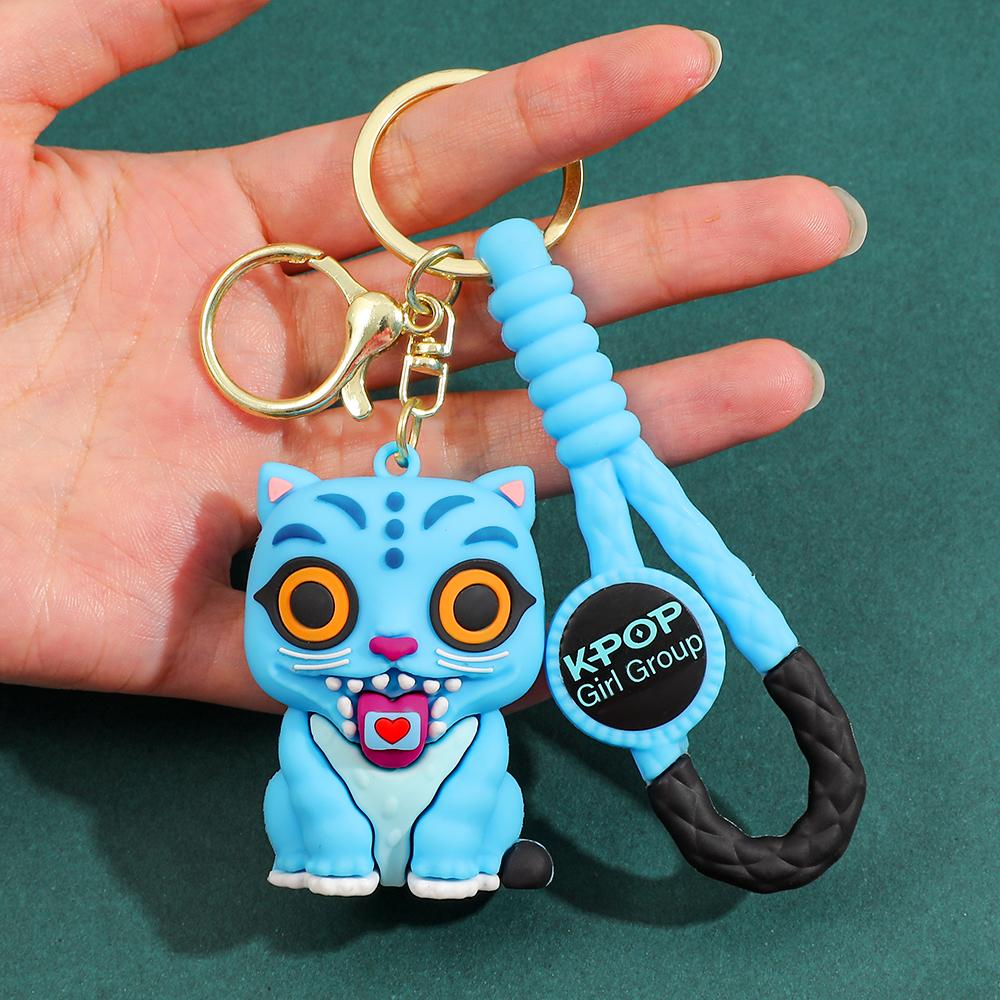 KPOP Demon Hunter Keychain Tiger character PVC graphic keychain Cute Harajuku style keychain knickknacks for Halloween gifts