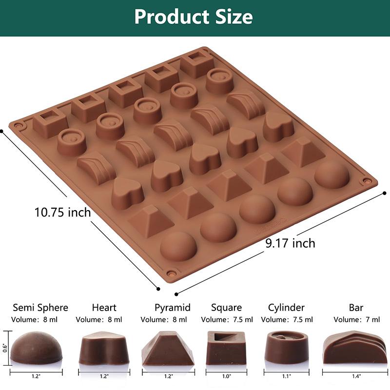 Formy do czekolady 30 komór Silikon spożywczy 6 różnych kształtów Forma na kostki lodu Bez BPA i nieprzywierająca Formy do galaretki i pieczenia
