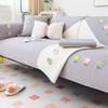White Sofa Cushion for All Seasons, Non-slip Cotton Fabric, Korean Cream Style Cushion, Living Room Sofa Cover, Cover