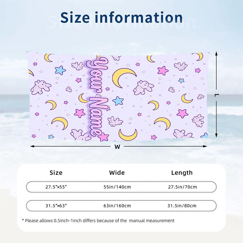 Sailor Moon Beach Towel, Personalized Custom Name Text, Quick Dry Large Absorbent Towel For Beach Pool