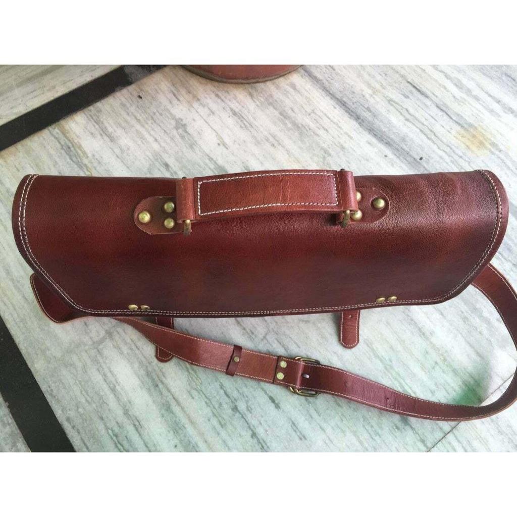 Bag Leather Goat Genuine Vintage Brown Laptop New Messenger Travel Men's