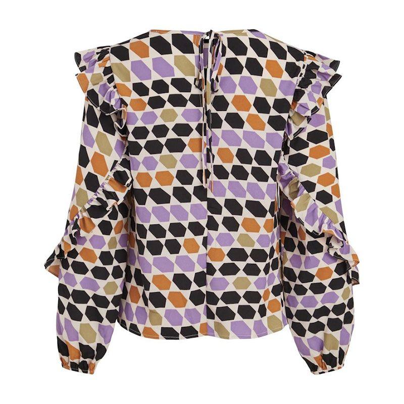 Women's VILA High Ml Vifisker L/s Frill Top /rx 14079871