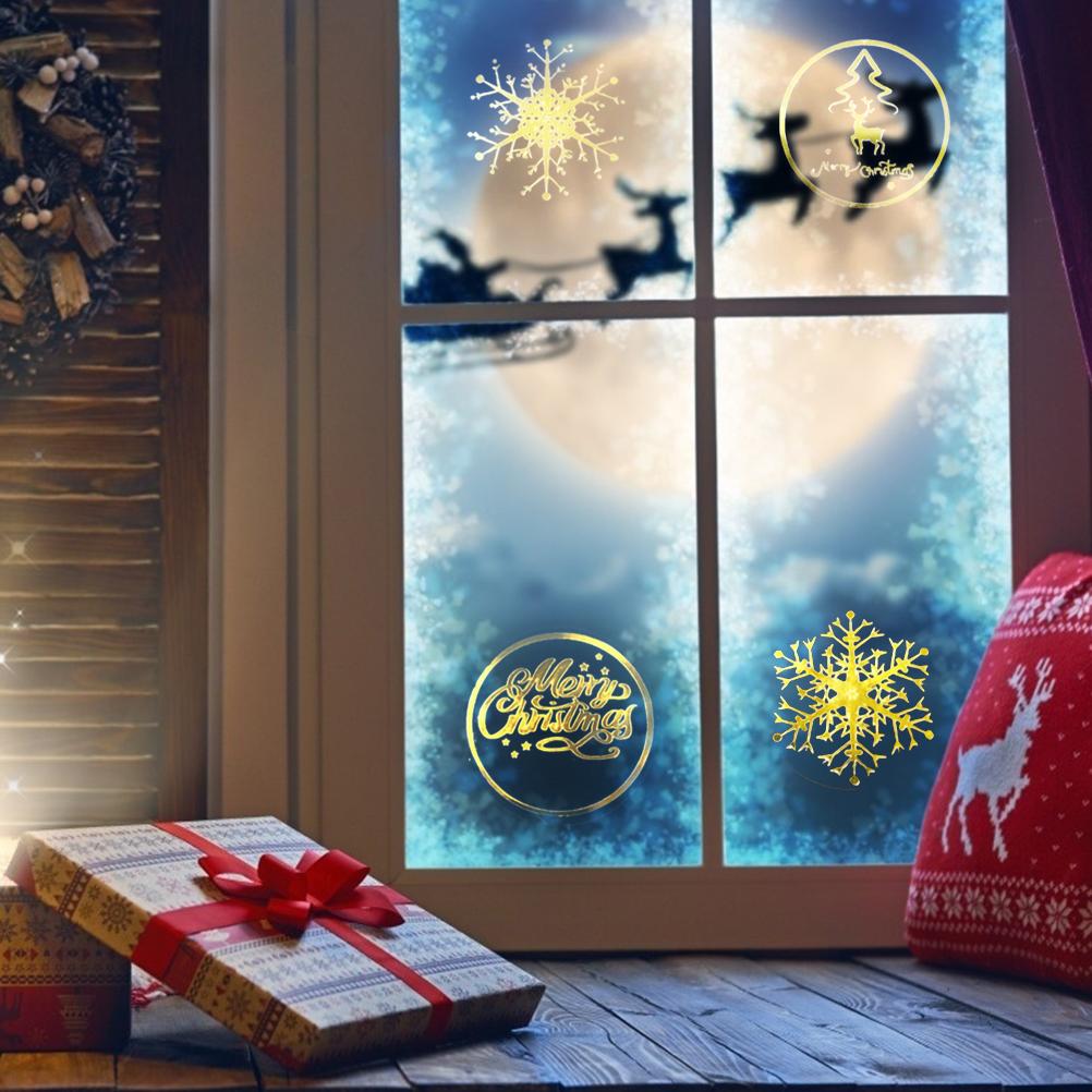 500pcs Christmas Stickers Gold Snowflake Christmas Stickers Round Self Adhesive Envelope Stickers