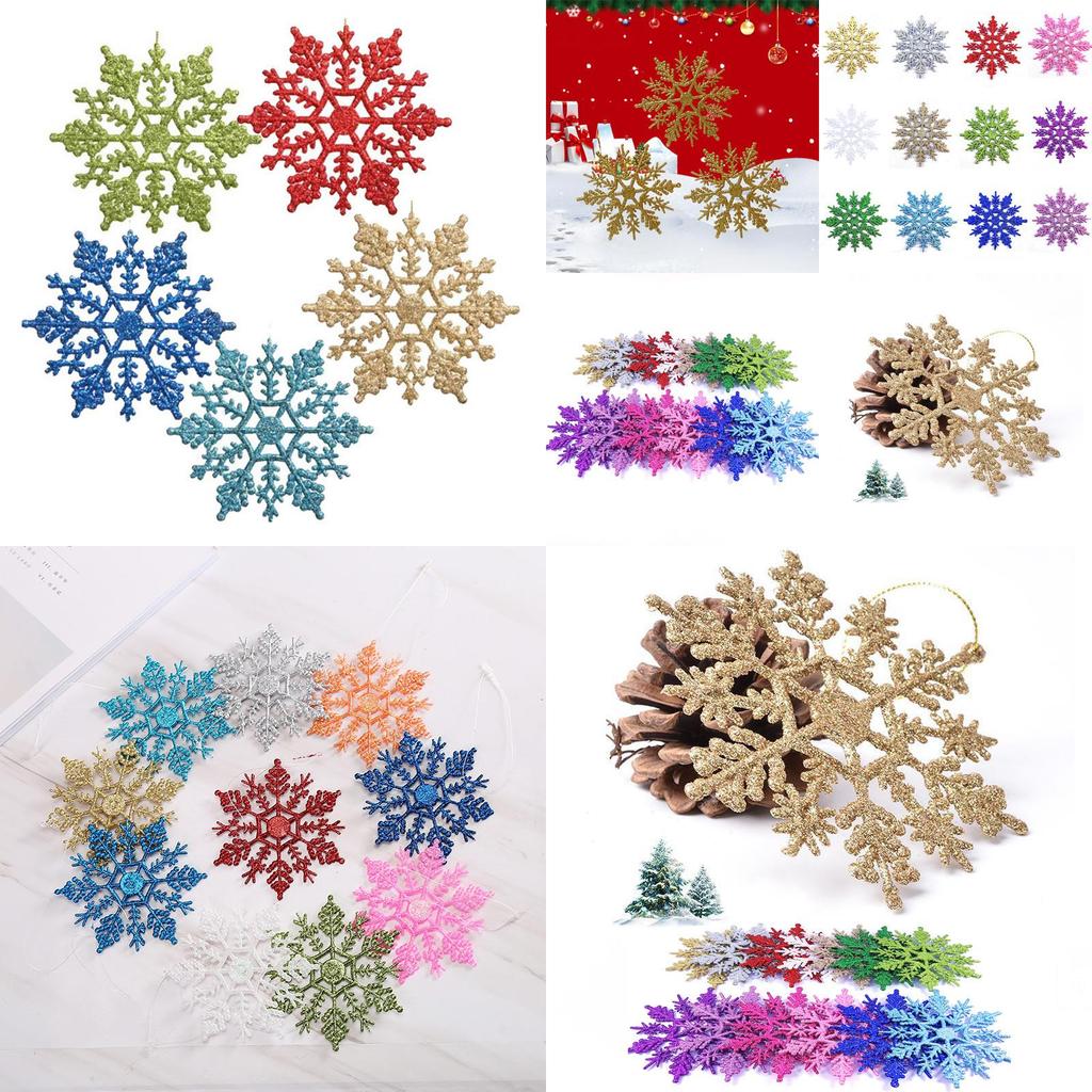 Luxurious 12pcs Glittering Christmas Tree Hanging Decoration Baubles Snowflakes 10cm