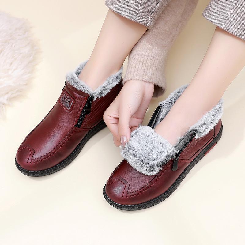 

2023 Women s Winter Warm Velvet Cotton Snow Boots with Non-Slip Soft Soles for Middle-Aged and Elderly 38 красный