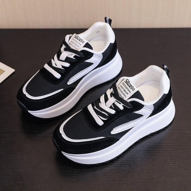 Sneakers spring new women's casual lace-up women's shoes junior high school students show small thick soles women
