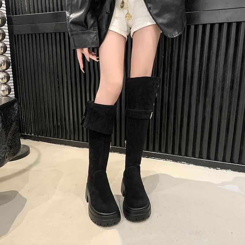 Maillard two wear folded thick-soled boots children's new thick-heeled knee knight boots in autumn and winter 2025