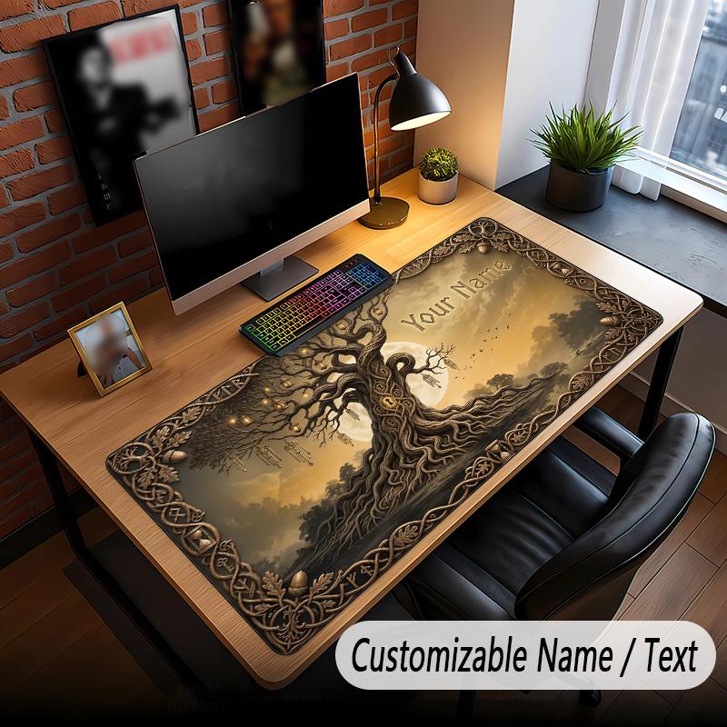 Tree of Life Theme Custom Mouse Pad Personalized With Name Text Customized Desk Mat For Office Home Decor