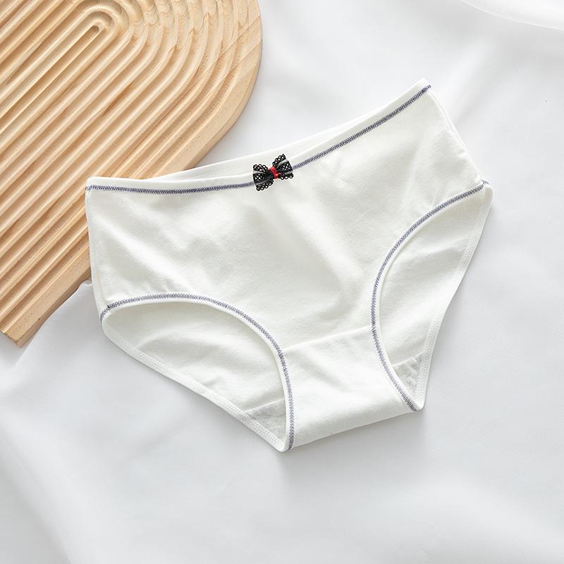 Neues Produkt: Japanische Morandi Schleife Baumwollslips für Mädchen mit mittlerer Taille - Süßes und schlichtes Design