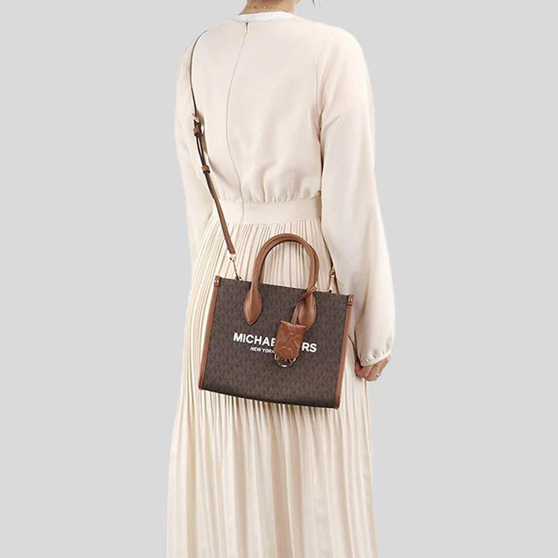 New MICHAEL KORS Mirella Coated Canvas Handbag, Shoulder Bag, Crossbody Bag Trumpets Women's Brown 35F2G7ZC5B-200