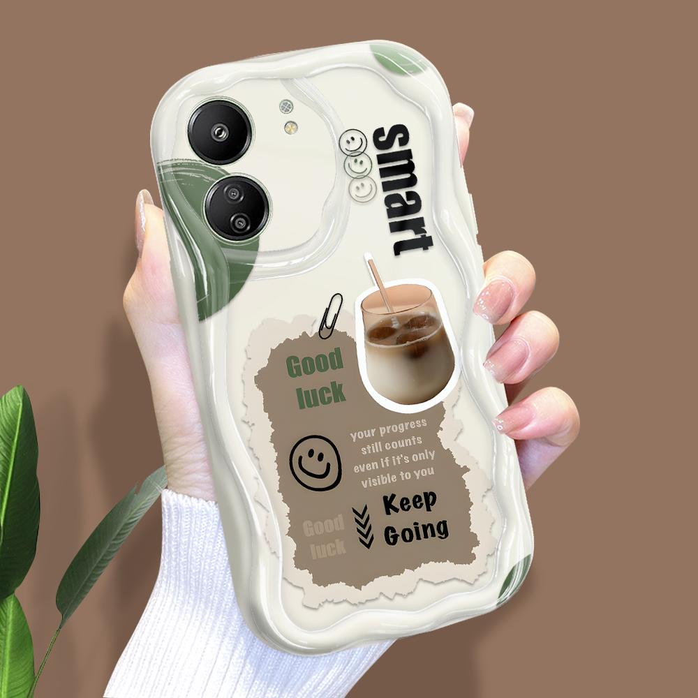 

Милий мультяшний візерунок, кремовий текстурний корпус, хвилястий край, м’який силіконовий чохол для телефону Xiaomi Redmi Redmi Note 11 Pro білий