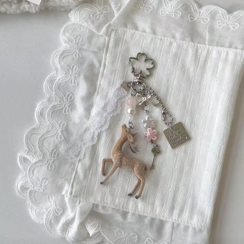 Versatile Portable Deer Keychain Handmade Phone Charms Korean Style Diy Bead Case