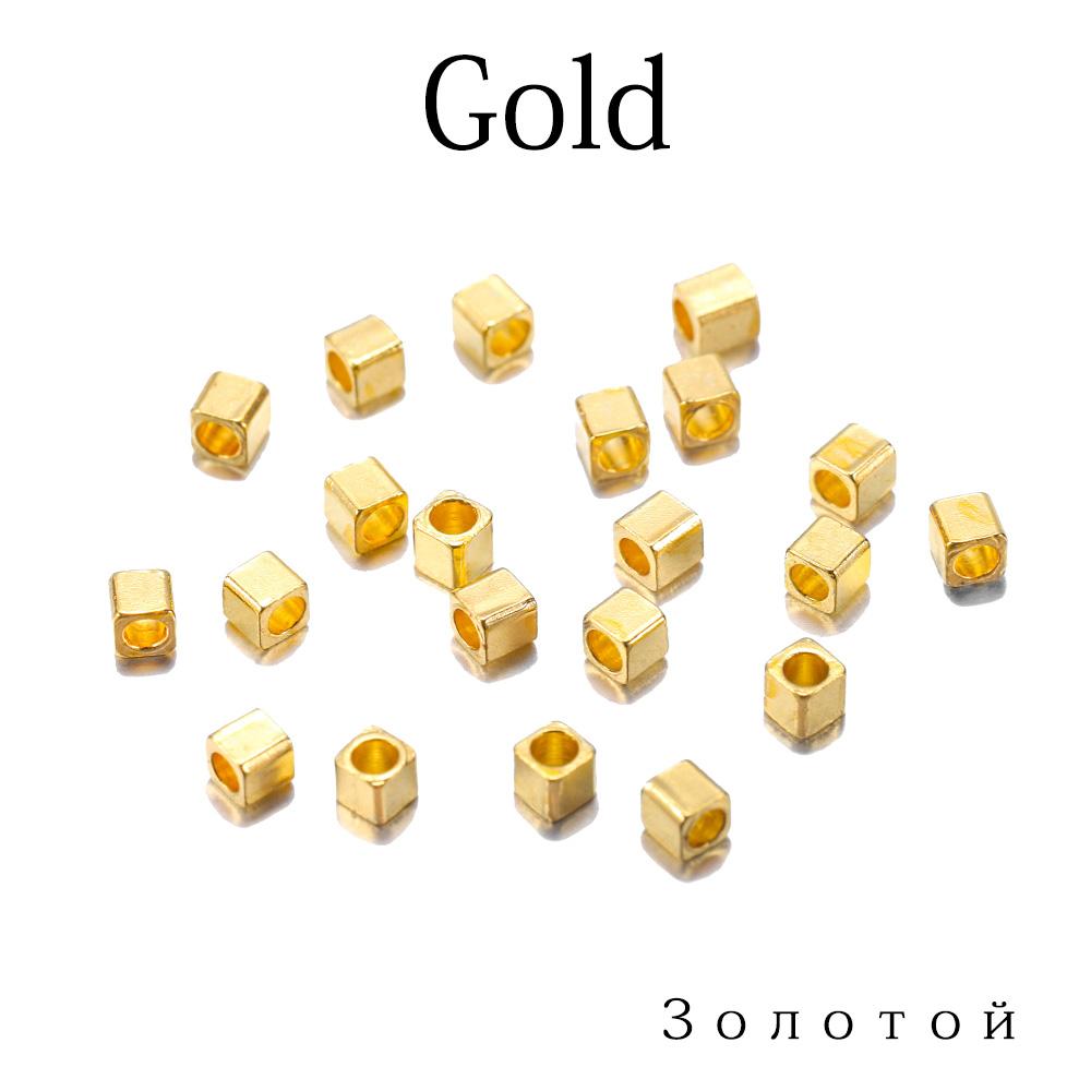 

100 шт./лот, квадратные объемные свободные бусины-разделители, металлические медные непальские бусины для изготовления ювелирных изделий, аксессуары для браслетов «сделай сам» 2MM