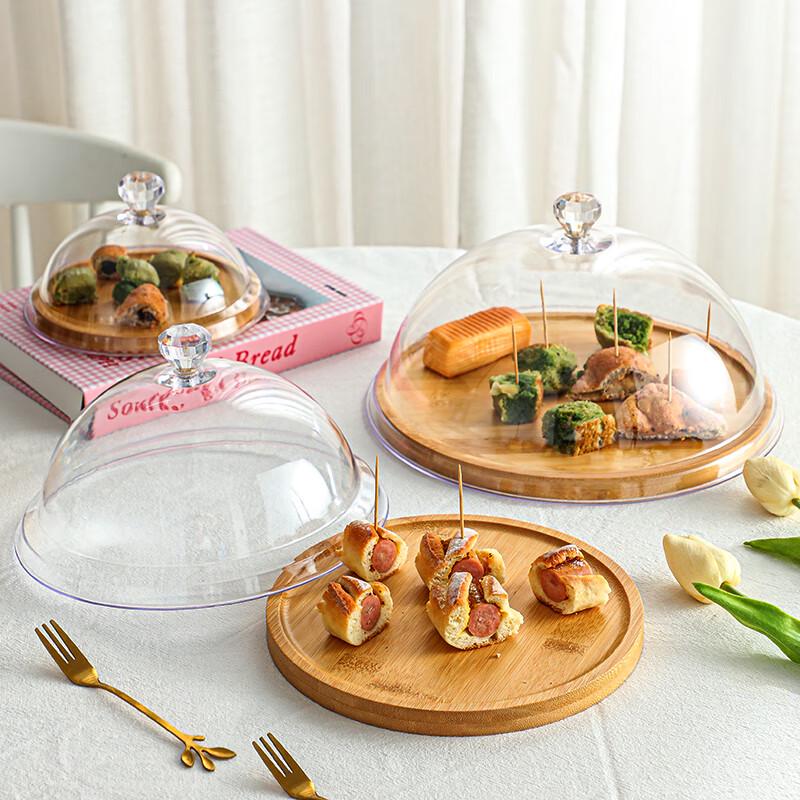 Nordic Wooden Round Dessert Display Tray with Lid