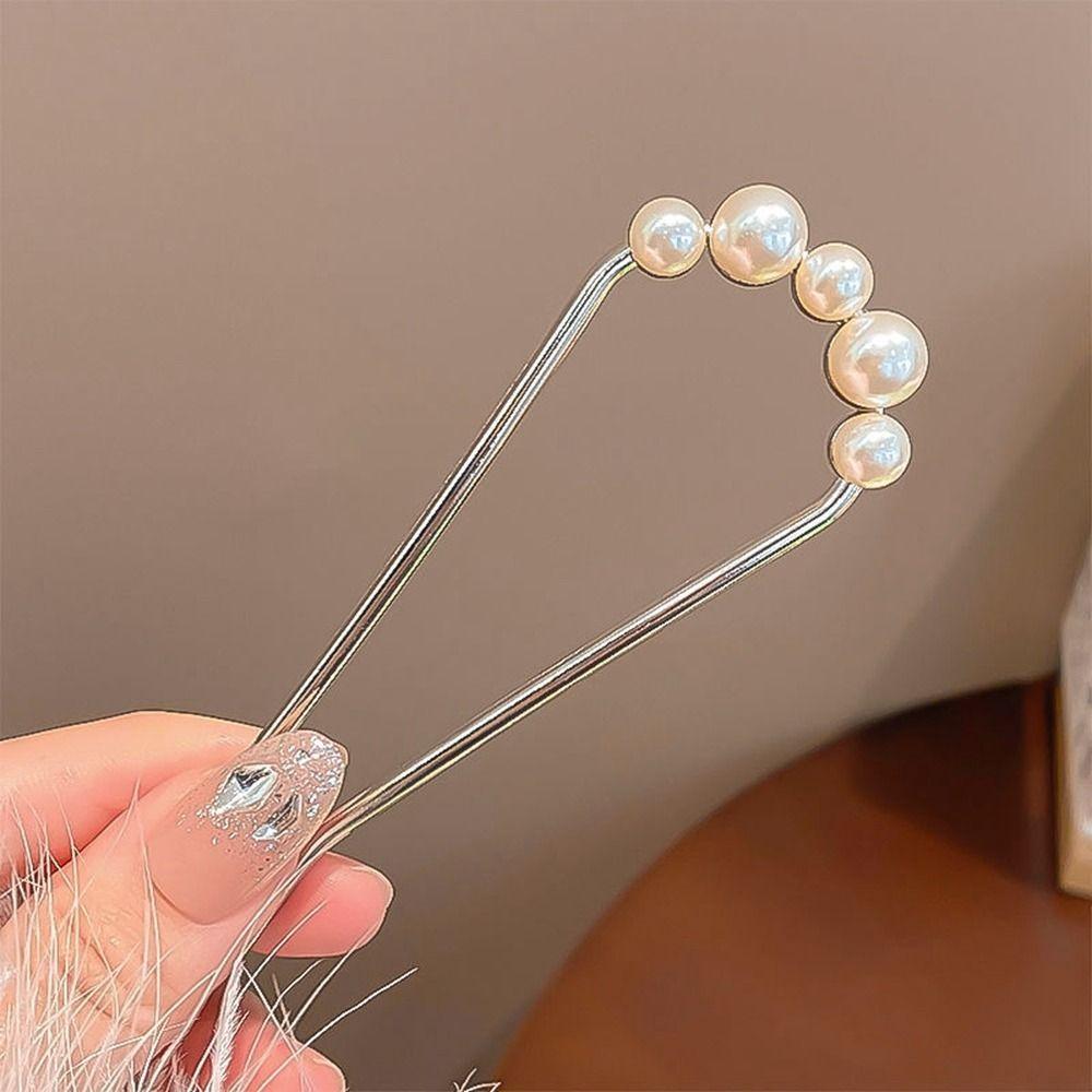 

Headdress Pearl Pendant HairClip Metal U-shaped Hairpin New Pearl Hairpin Women Girl Style 7