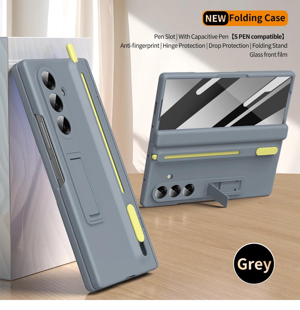 Magnetisches Scharnier Handyhülle Für Samsung Galaxy Z Fold 7 6 4 5 3 Bildschirmschutz Glas Ausziehbarer Stifthalter Aufbewahrungssteckplatz Hülle