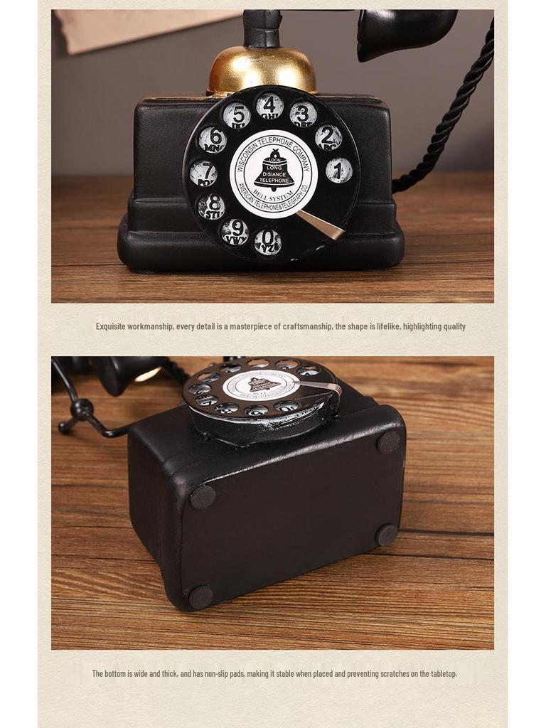 Vintage American Telephone Figurine: Retro Decor for Living Room, Wine Cabinet, or Bar