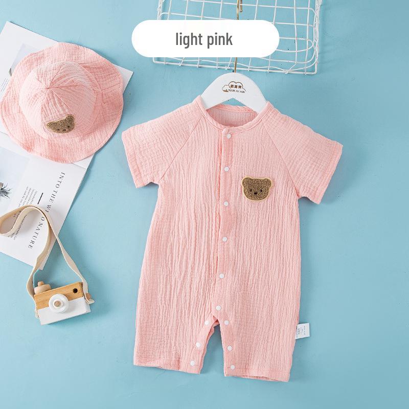 Baby Kurzarm Sommer Pyjama - Reine Baumwollgaze Baby Strampler