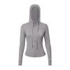 Damen atmungsaktive Kapuzen-Yogajacke Langarm Fitness Top Activewear