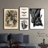 Retro Bat Animal Canvas Printing Dark Academy Antique Bat Halloween Wall Art Poster Picture for Living Room Bedroom Home Decor