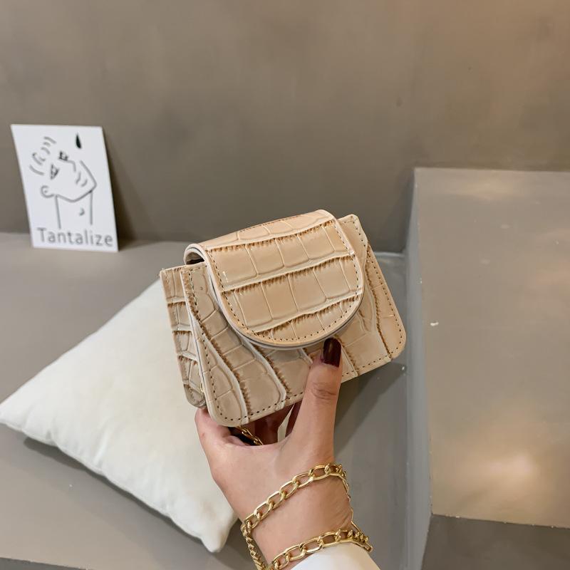 Women Mini Tote Bag New Crocodile Pattern Flap Messenger Crossbody Bag Female Simple Shoulder Bag Compact Square Lady Handbag