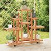 Vidaxl Wheeled Plant Stand, 110X25X101 Cm, Solid Fir Wood
