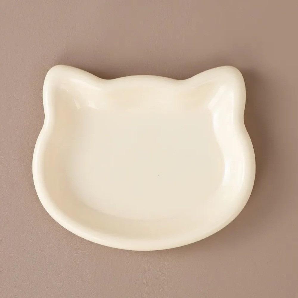 Cute Cat Shape Cat Bowl Plastic Non-slip Cat Plates Anti-Fall Flip Pet Food Dish Pet Feeding