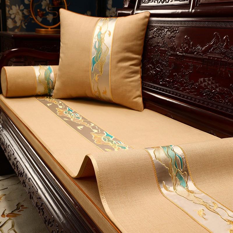 Mahogany Sofa Seat Cushion Embroidered Fabric Sofa Towel Non-Slip Chinese Solid Wood Sofa Cushion Cover Towel High-End Cover Cloth