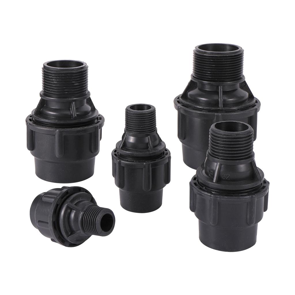 Plastic PE Water Pipe Quick Connection 1/2" 3/4"1"1.2"1.5" Male Thread quick Straight connection 20mm 25mm 32mm 40mm 50mm 1 Pc