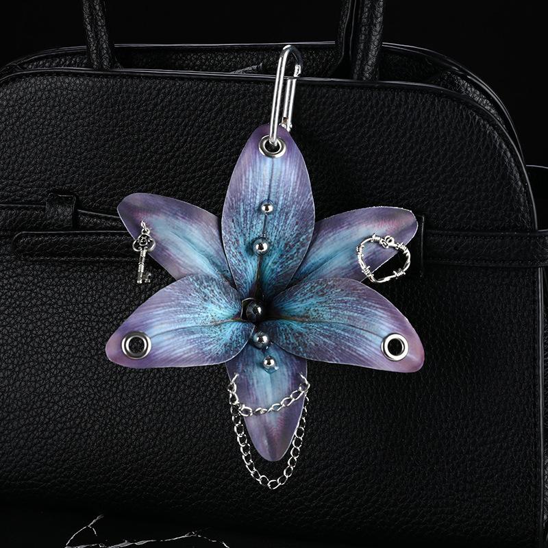 

Creative Orchid Lily Simulation Flower Keychain Backpack Decoration Accessories