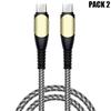 2x USB-C To USB-C Cable Fast Charging 60W for Samsung Galaxy A13 A14 A15 A16 A12 A03s A04s A22 A23 A26 - Reinforced Grey Nylon 1M