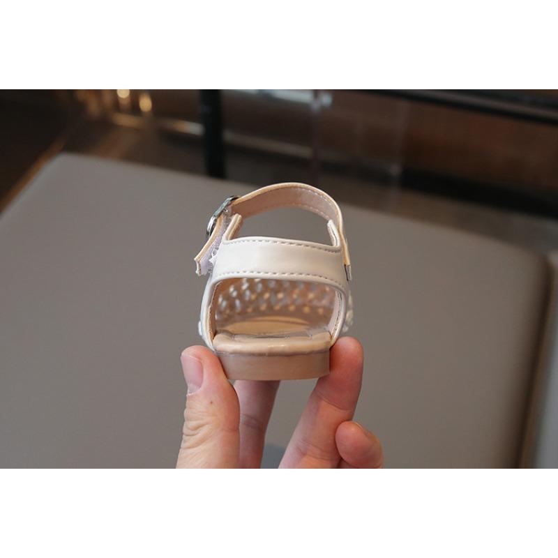 Girls Hollow Out Woven Princess Sandals, Spring Summer Knit Crocs Half Shoes for Baby Girls