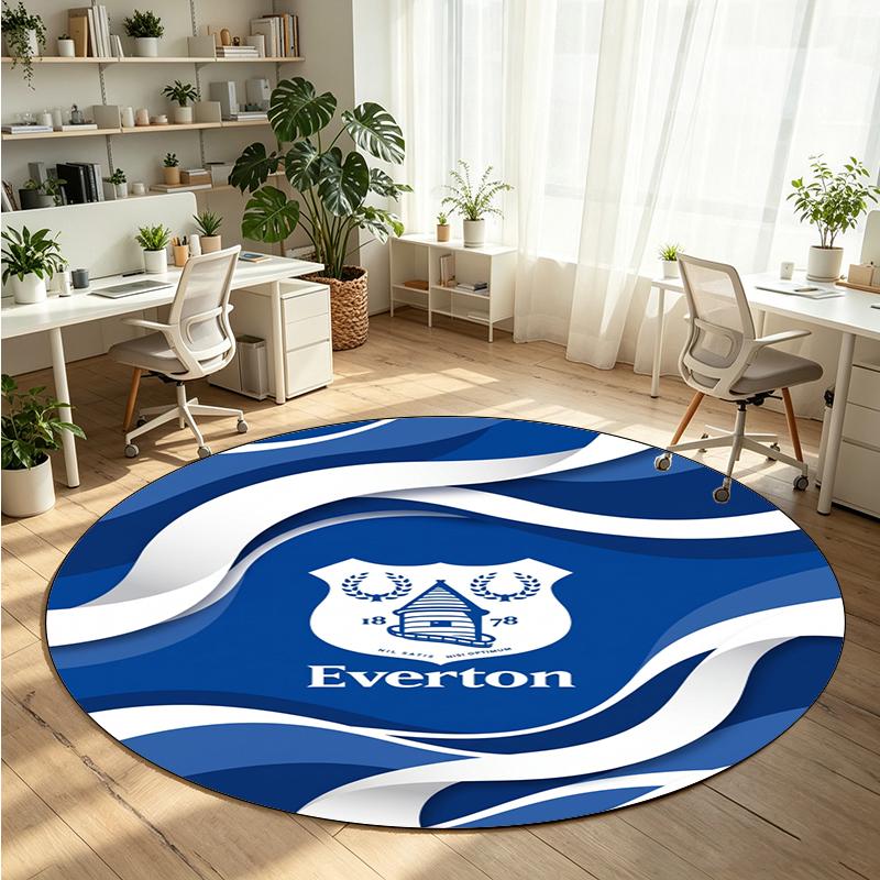 Everton Football Printed Round Crystal Velvet Rug Soft Non Slip Floor Carpet For Bedroom Holiday Gift