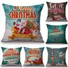 Christmas Decoration Cotton Linen Cushion Cover Cartoon Elk Santa Claus New Year Gifts Home Decor Sofa Throw Pillow Case Cojines