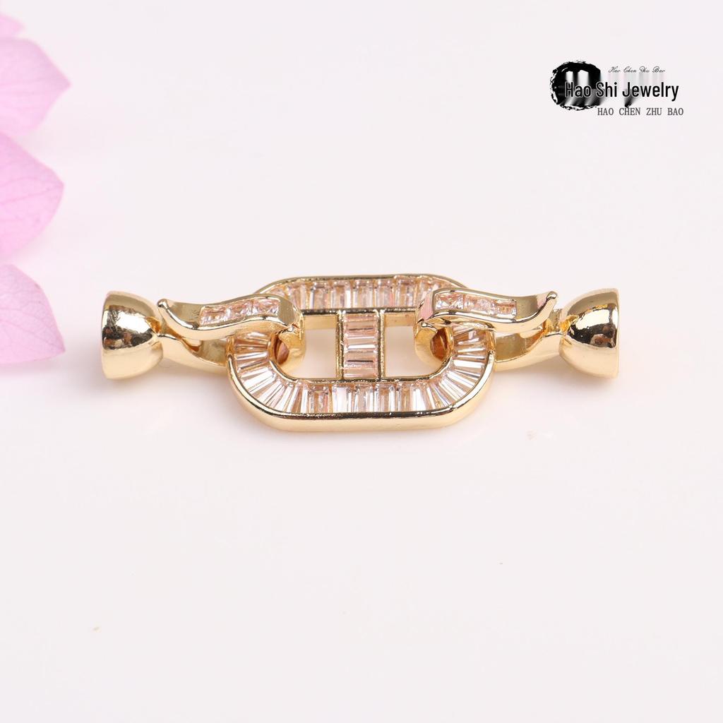 14k Gold-Filled T Diamond Zirconia Pearl Necklace Clasp - DIY Jewelry Accessories