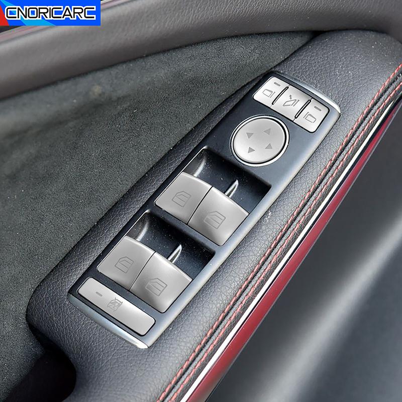 For Mercedes Benz A B C E G Class CLA GLA GLE GLS CLS GLK ML Car Door Armrest Window Glass Lift Buttons Cover Sequ Decoration