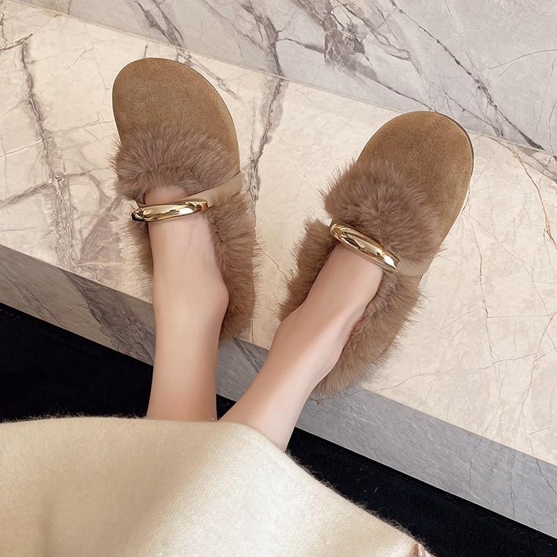 Shallow mouth inner height increase velvet Mary Jane cotton shoes plush mouth winter warm soft sole plush cotton shoes