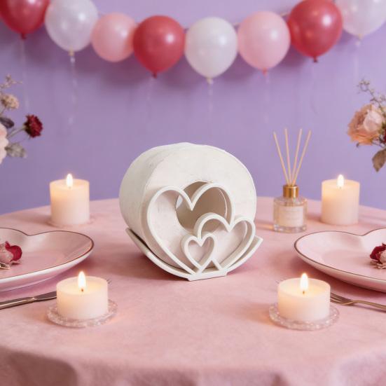 Hjärta Toalettpappershållare 3D-printad Fristående Toalettpappershållare Söt Kärlekshjärtan Toalettpappershållare för Badrum Alla Hjärtans Dag Dekoration