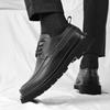 Men's round toe leather shoes Minimalist and versatile style Daily Office Outdoor Wedding Leisure Business Men's Black Sho